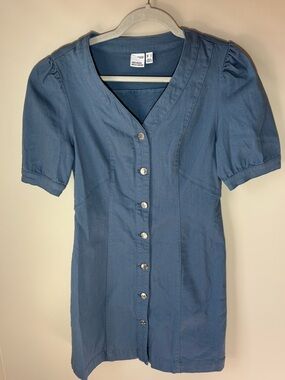Vero Moda Puff Sleeve Mini Dress Coquette Cottagecore European Summer Blue Dress